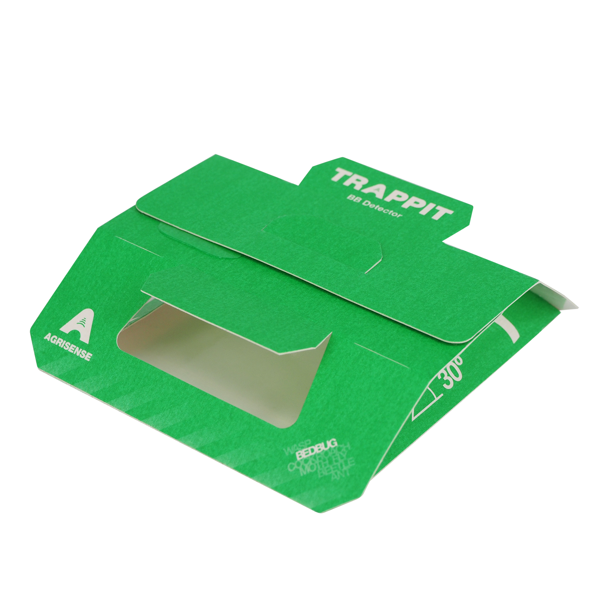 Grüne Bettwanzenfalle aus Karton.