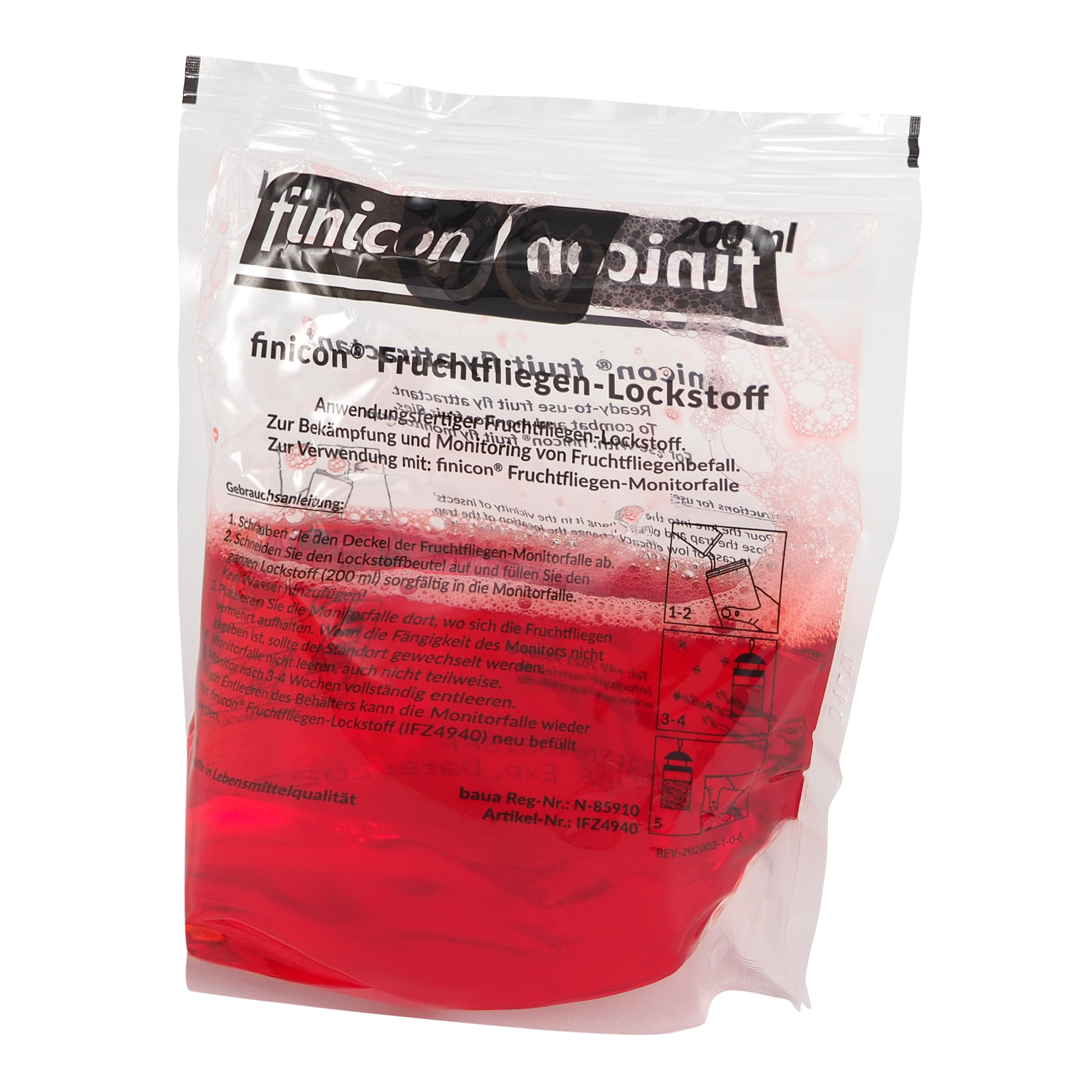 Fruchtfliegenfalle mit rotem Lockstoff.