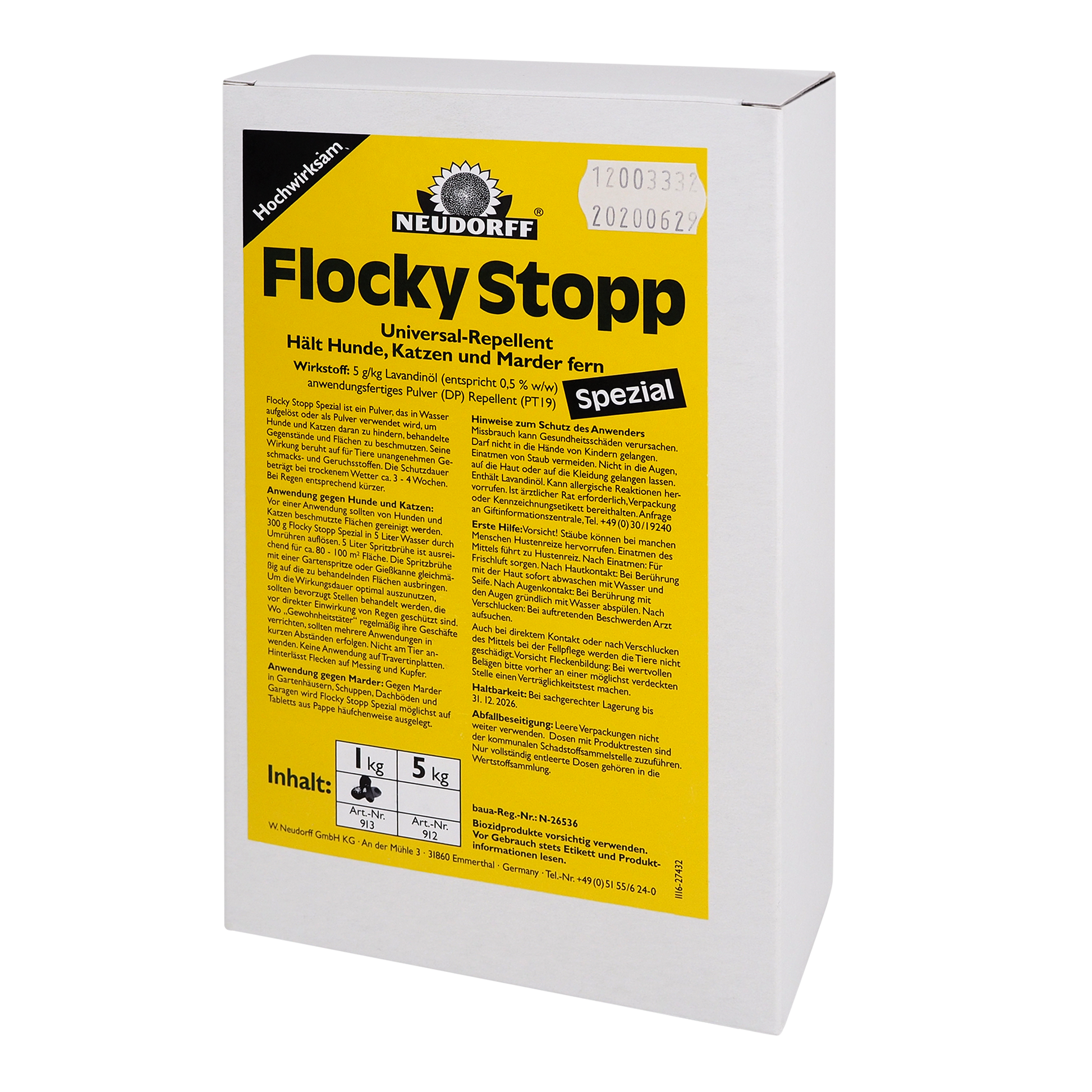 Verpackung von Insektenschutzmittel FlockyStopp.