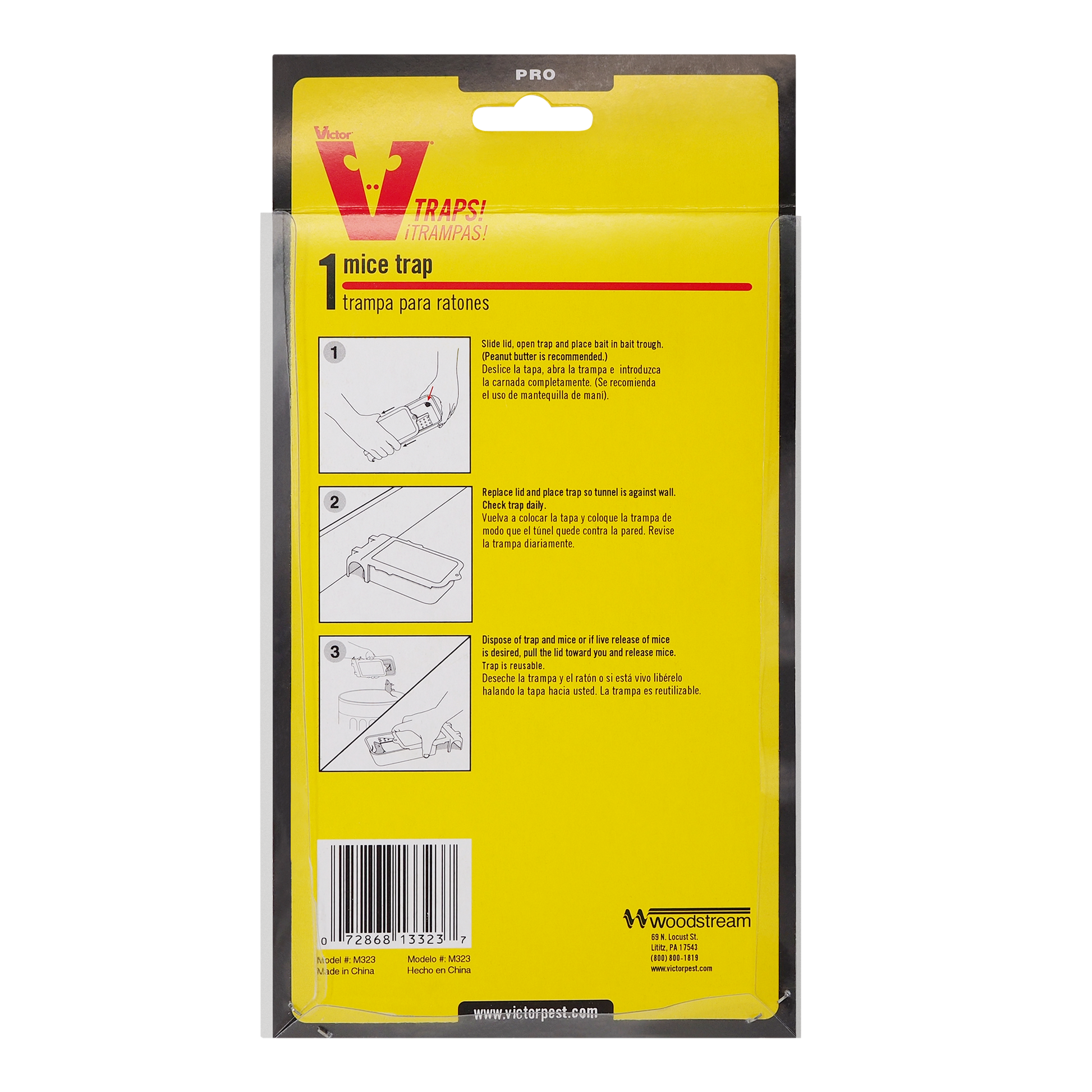 Mausefalle-Verpackung mit Anweisungen.