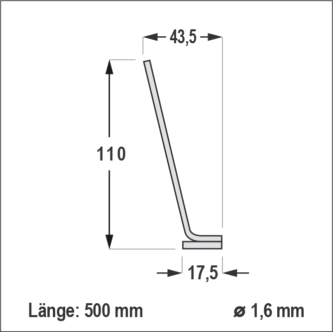 Diagramm einer Taubenabwehrdrahtleiste.