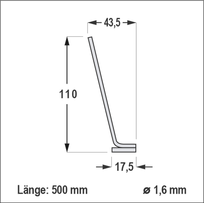 Diagramm einer Taubenabwehrdrahtleiste.