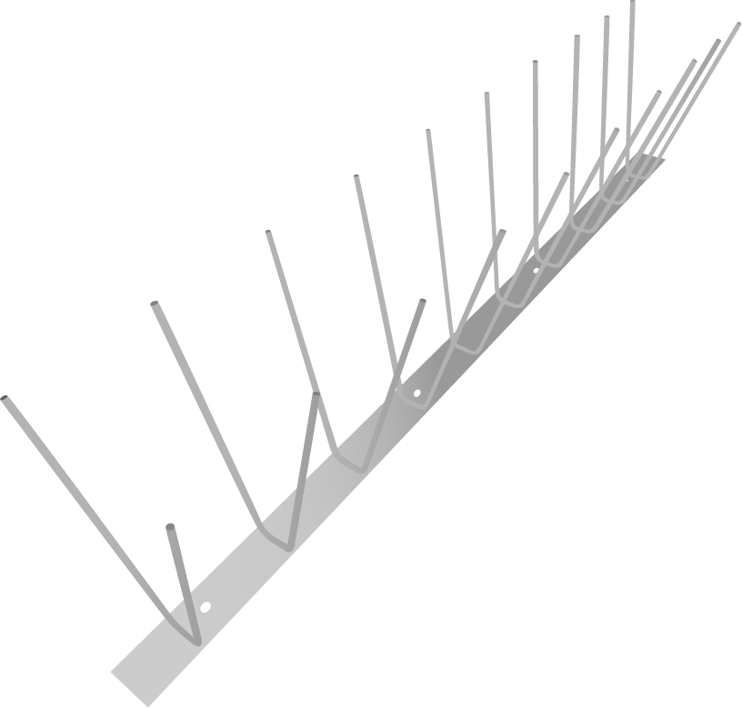 Taubenabwehrdrahtleiste mit Stacheln.